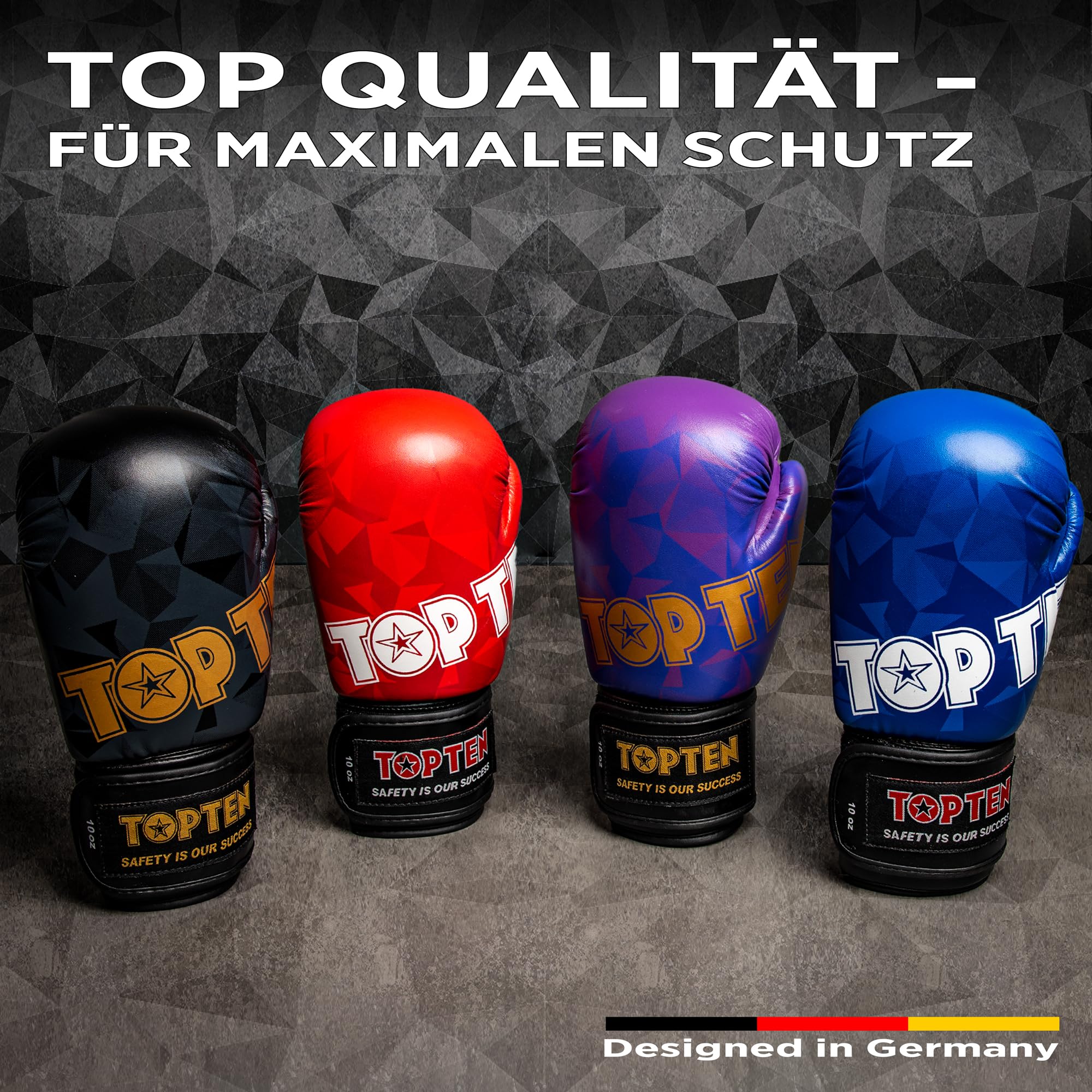 TOP TEN Boxhandschuhe Männer & Frauen Prism – Professionelle Box Handschuhe Herren mit dämpfendem PPS-Foam Padding für maximalen Schutz & Dämpfung – Premium Ausrüstung für Boxen 8oz, 10oz, 12oz