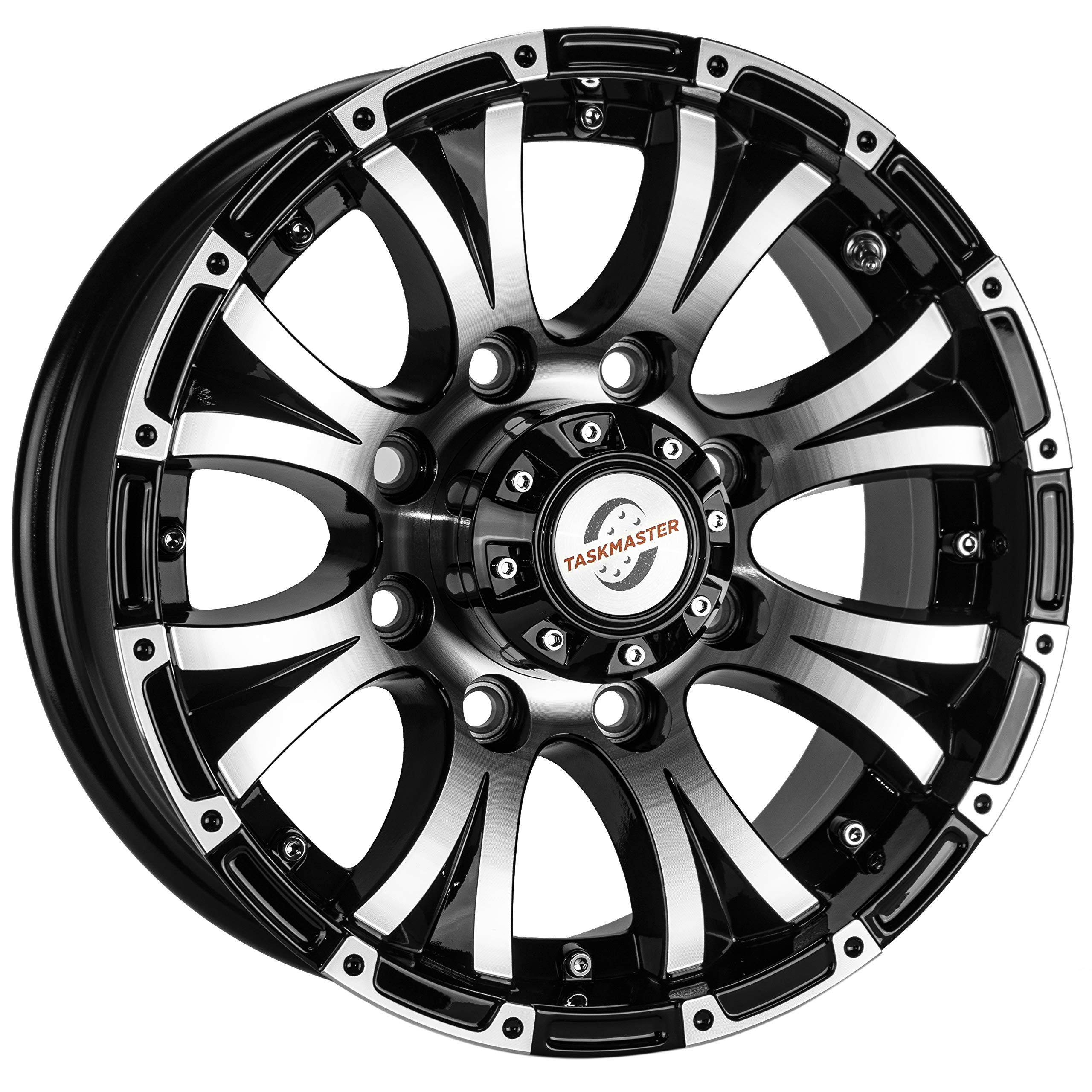 Viking Series 16in x 6.5in 8X6.5 Machined Lip Gloss Black Finish Aluminum Wheel with Black Cap Updated sku WA-16065865-BMBB-13736-HD2