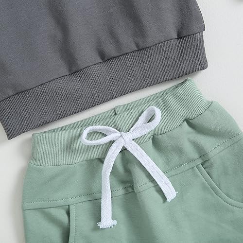 Miniatura 5 de Amiblvowa Ropa para bebé niño de 3 6 9 12 18 meses 2T 3T bloque de color sudadera con capucha y pantalones conjunto de primavera para el día de San