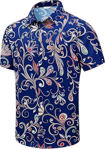 Miniatura 36 de SheLucki - Camisa hawaiana para hombre, unisex, de manga corta, con botones, para la playa y el verano, ropa casual estampada con sombra de palmas