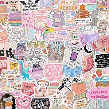 216 PCS Romance Book Stickers for Kindle, Holographic Bookish Sticker Pack for Readers Adult Spicy Booktok Vinyl Decals for Laptop IPAD Ebook Reader Water Bottle Girls Waterproof