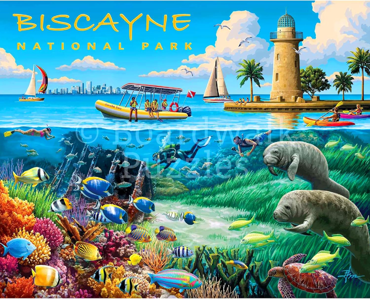 Boardwalk Puzzles Biscayne National Park - 500 Piece Jigsaw Puzzle for Adults, Made in USA