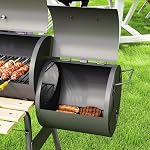 Outsunny 49" Charbon BBQ Grille avec fumeur hors-jeu Portable Backyard Cuisine Fumer Outdoor Camp Pique-nique Barbecue Cuisinière avec roues Thermomètre et étagères de rangement