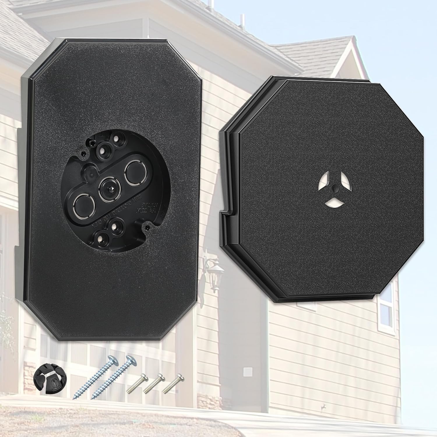 Vinyl Siding Mounting Blocks, Outdoor Light Mounting Block with Built-in Box, Siding Mounting Plate for 1/2 inch Lap Double and 4 inch Siding(Black 2 Pack)
