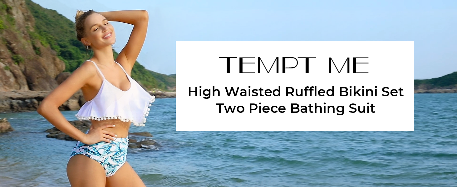Amazon.com: Tempt Me Women White Two Piece High Waisted Bikini Set