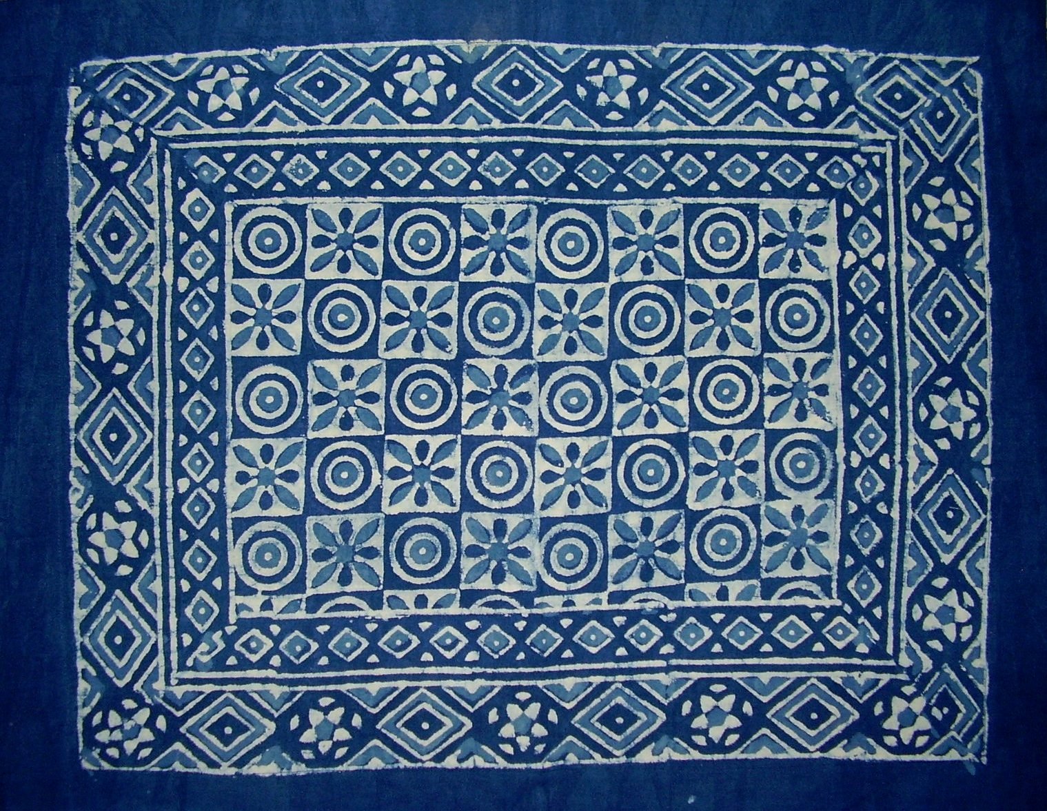 Homestead Reversible Cotton Pillow Sham Indigo Blue Dabu Block Print 28" x 24" Indigo Blue