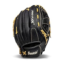 Franklin Sports Pro Flex Right Hand Throw Glove, 12 1/2-Inch, Black/Brown