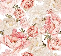 Vista 1 de Blooming Wall PS040 - Papel pintado autoadhesivo autoadhesivo de peonía fresca y rosa extraíble para despegar y pegar
