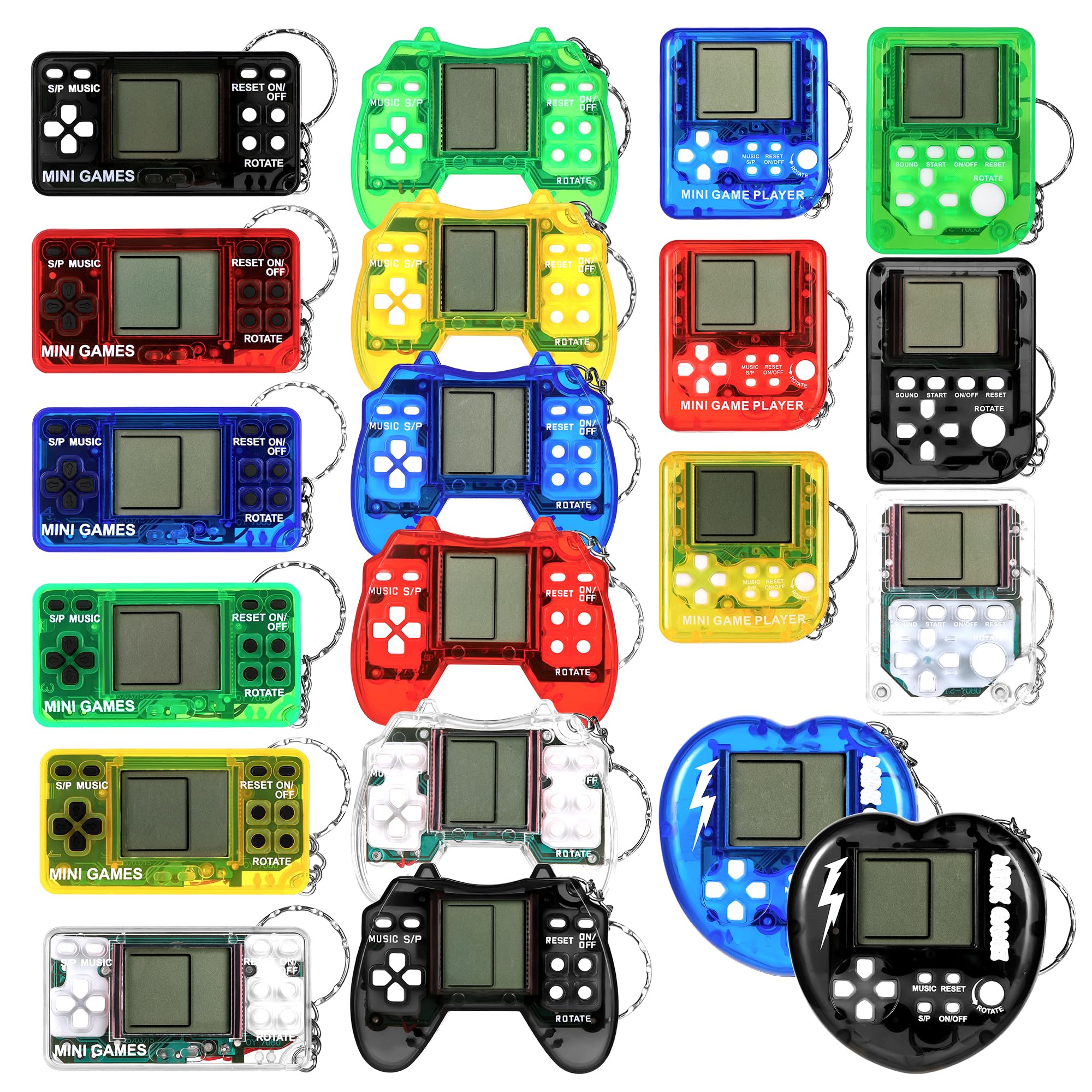 20 Pezzi Portachiavi con Gioco di Mattoni, Favori per Feste a Tema Videogiochi per Bambini, Multicolore Mini Console Portatile per Compleanni, Feste, Bomboniere, Premi per Passa il Pacco e Ritorno