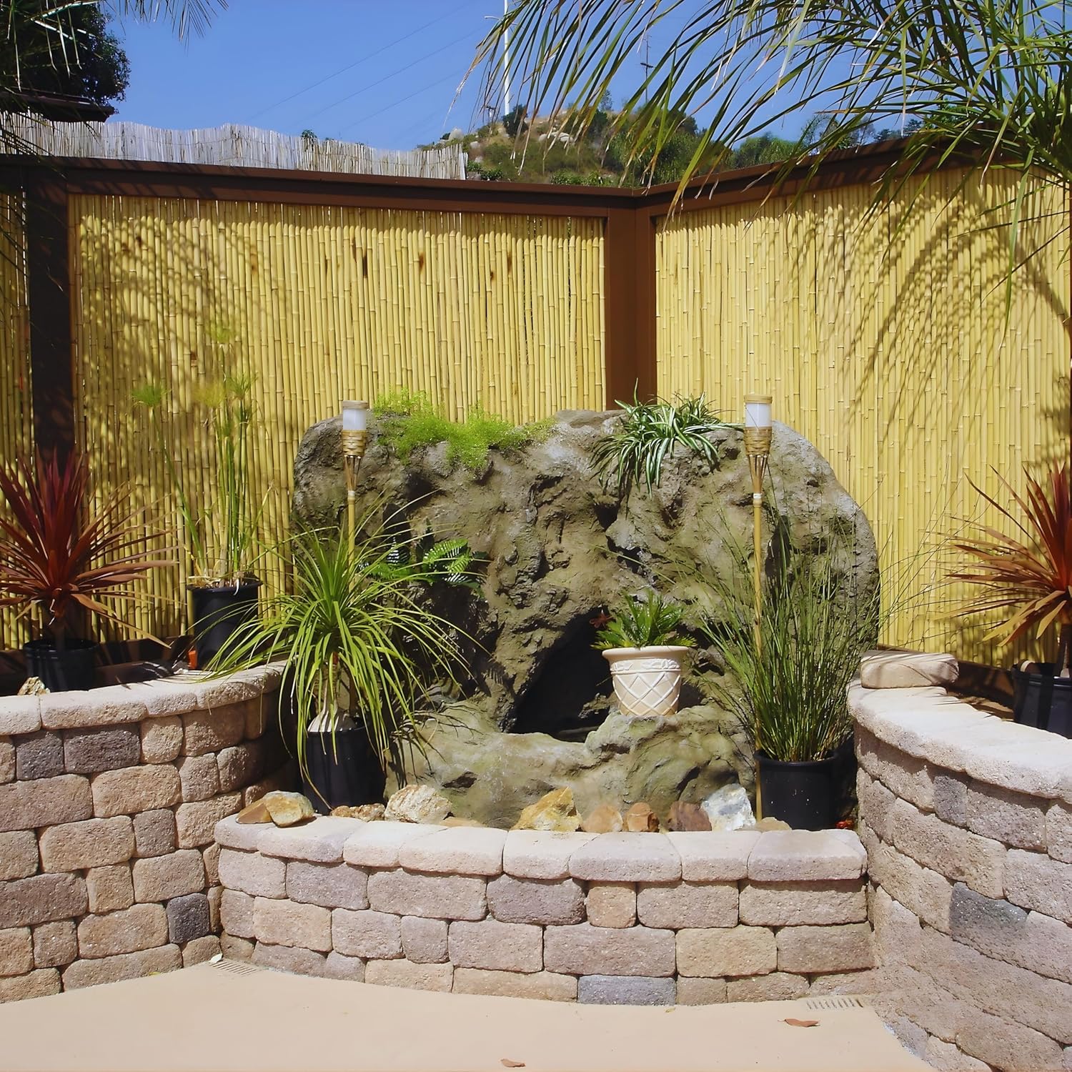 Backyard X-Scapes Natural Bamboo Fencing Decorative Rolled Fence Panel 1 in D x 6 ft H x 8 ft L