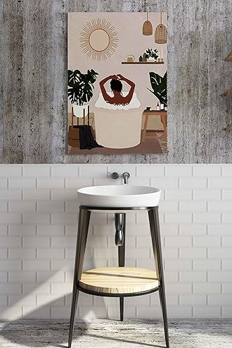 Miniatura 4 de Lienzo decorativo con marco (11.5 x 15 pulgadas), arte de mujer negra afroamericana, decoración de pared para baño, dormitorio, decoración de pared