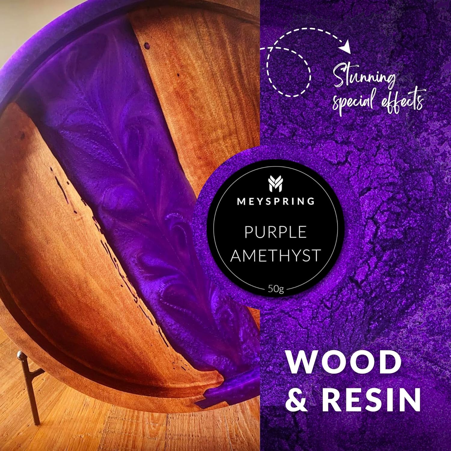 MEYSPRING Purple Amethyst Epoxy Resin Color Pigment - 50g - Mica Powder for Epoxy Resin