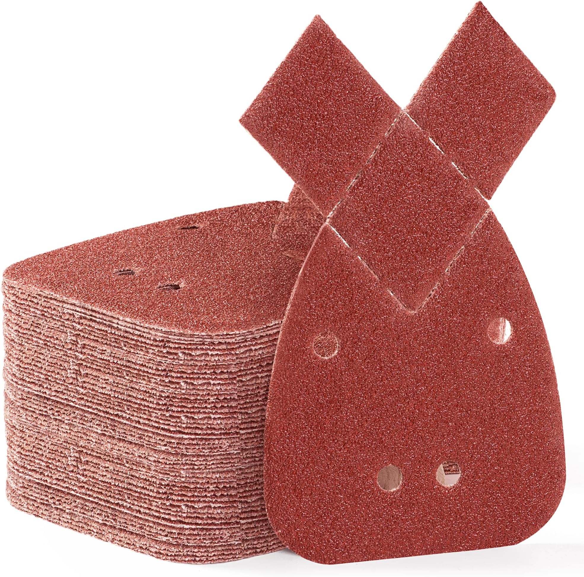 SATC Mouse Sander Pads 80-Piece 40/60/80/120 Grits Mouse Sanding Pads 4 Holes Detail Sander Pads Hook and Loop Mouse Palm Sanding Paper Sandpaper for Mouse Sander