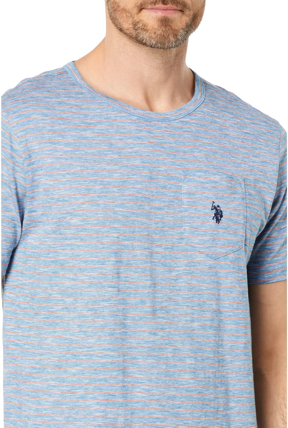 U.S. Polo Assn. Yarn-Dye EOE Stripe Short Sleeve Jersey Tee Blue Sapphire MD - Image 3