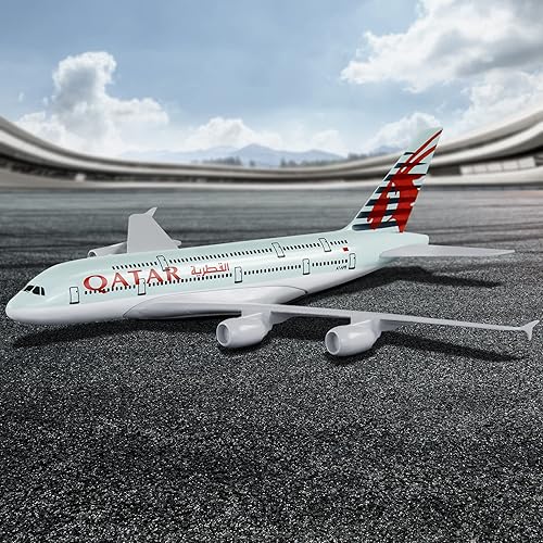 Miniatura 6 de Modelo de avión Qatar Airbus 380 a escala 1:300 de aleación fundida