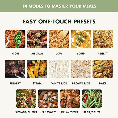 Miniatura 5 de GreenPan Elite 14 en 1 olla de cocción lenta eléctrica antiadherente de 6 cuartos de galón, olla multicocción de cerámica sin PFAS, para dorar en