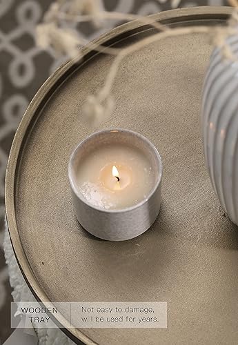 Miniatura 22 de DN Decoration - Bandeja decorativa dorada, bandeja dorada grande de 14 pulgadas, bandejas redondas de madera para decoración del hogar, bandejas