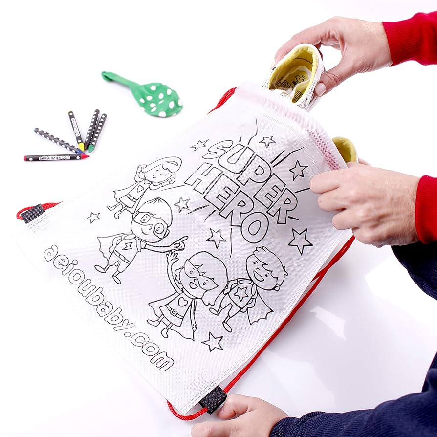 30 Backpacks Color Your Own + Reusable Bag | 30 Individual Bags, 5 Coloured Crayons And Balloon | Children's Gift For Parties And Birthdays (Story