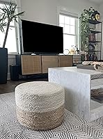 Vista 4 de S & L Homes Puf otomano – 100% yute trenzado reposapiés puf de punto a mano tradicional de cordón bohemio para sala de estar, dormitorio, guardería