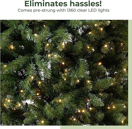 Miniatura 14 de Árbol de Navidad artificial de pino verde delgado de 13 pies con 1360 luces LED blancas cálidas y ramas flexibles 3924