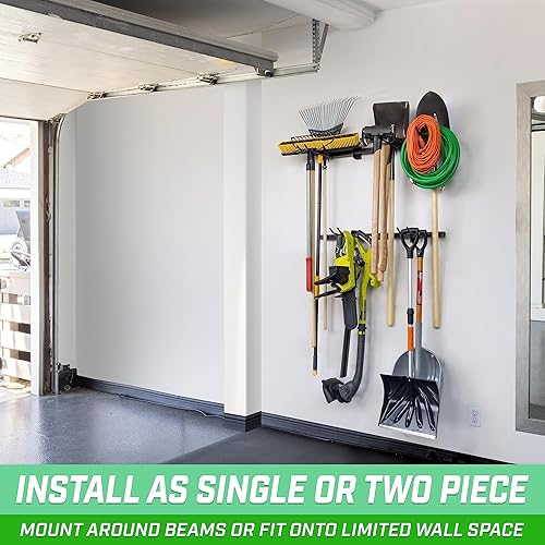 Miniatura 4 de GoSports Organizador de herramientas de garaje montado en la pared, estante de almacenamiento ajustable para herramientas de jardín y tienda