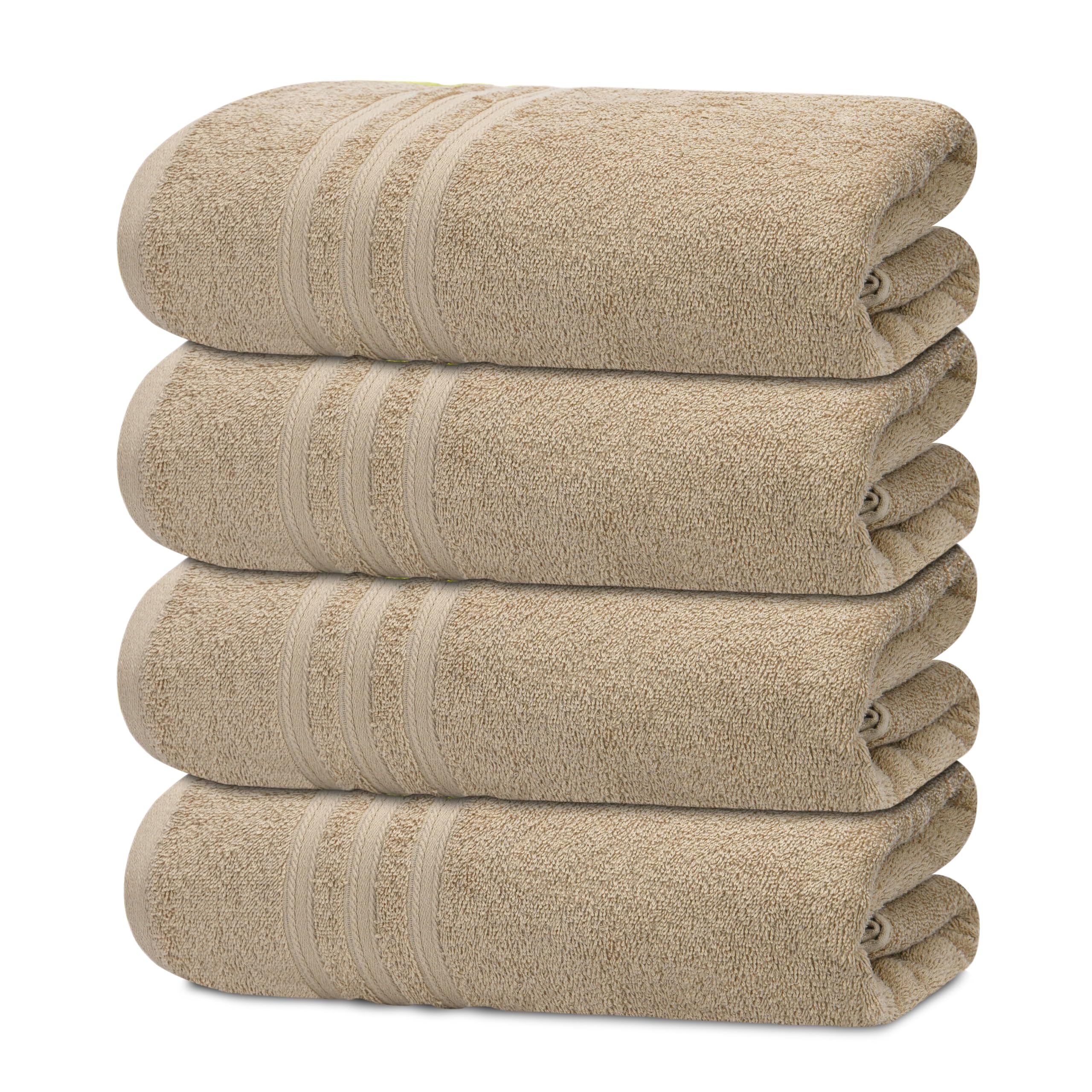 Tens Towels Pack of 4 Soft Bath Towels, 100% Cotton, 27 x 54 Inches, Lightweight & Quick-Dry, Ideal for Daily Bathroom Use, Practical & Comfortable,