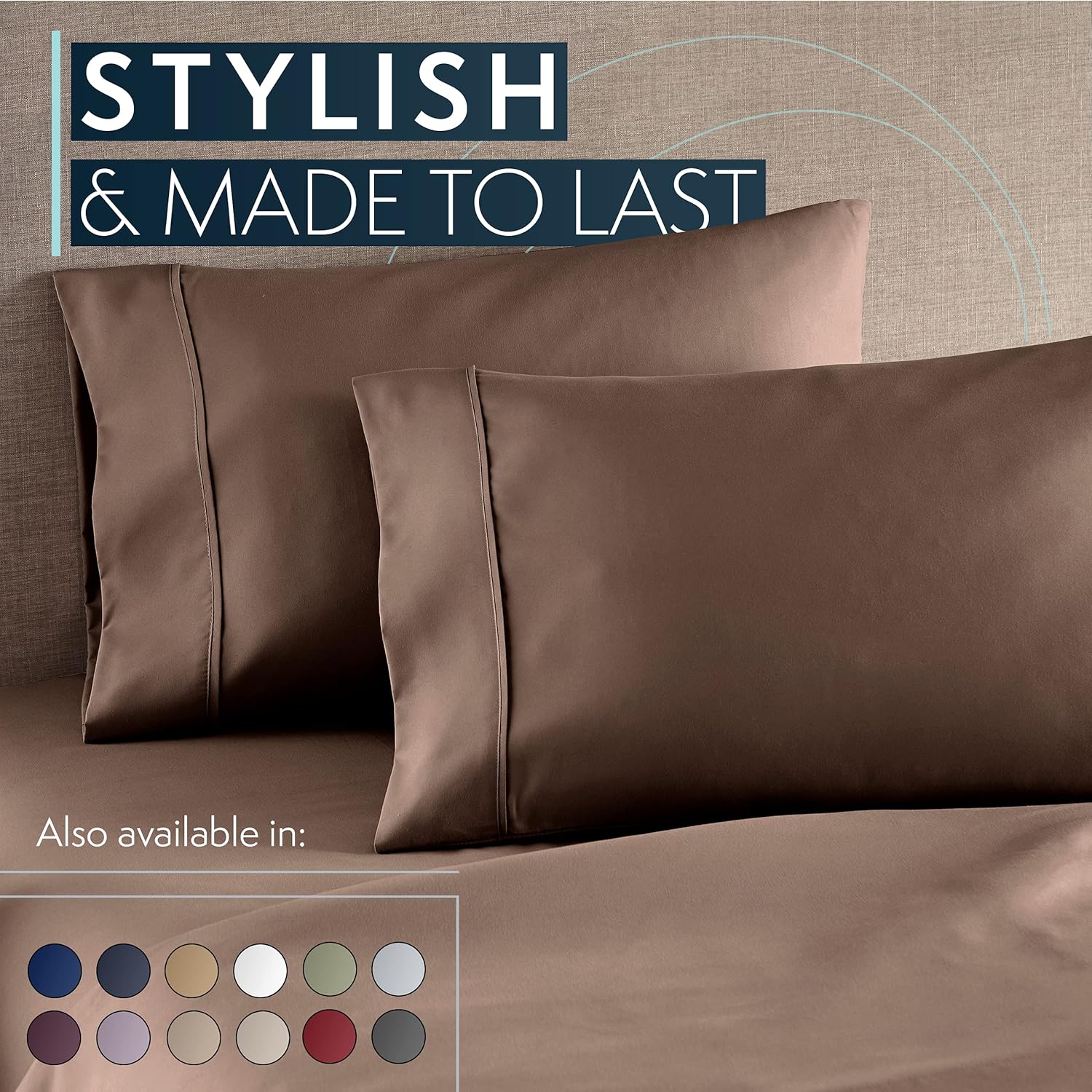 HC Collection Calking Size Sheets Set - Bedding Sheets & Pillowcases w/ 16 inch Deep Pockets - Fade Resistant & Machine Washable - 4 Piece 1800 Series Calking Bed Sheet Sets – Brown : Home & Kitchen