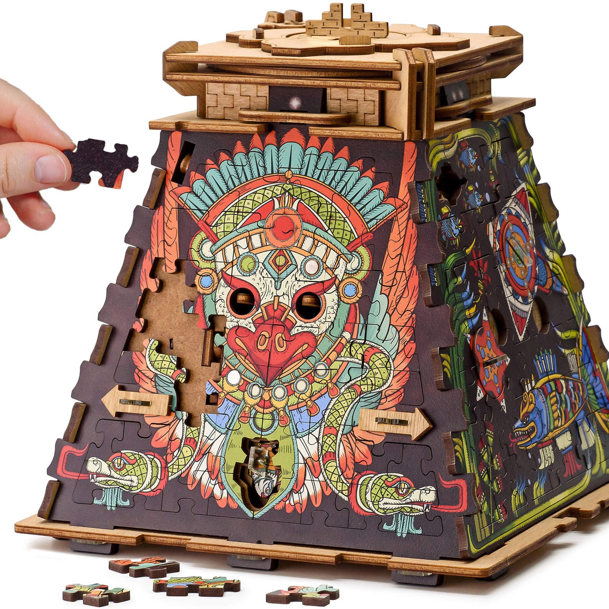 CLUE PUZZLE 太陽のピラミッド Amazon.com: iDventure Cluepuzzle Pyramid of the Sun | Wooden 3D
