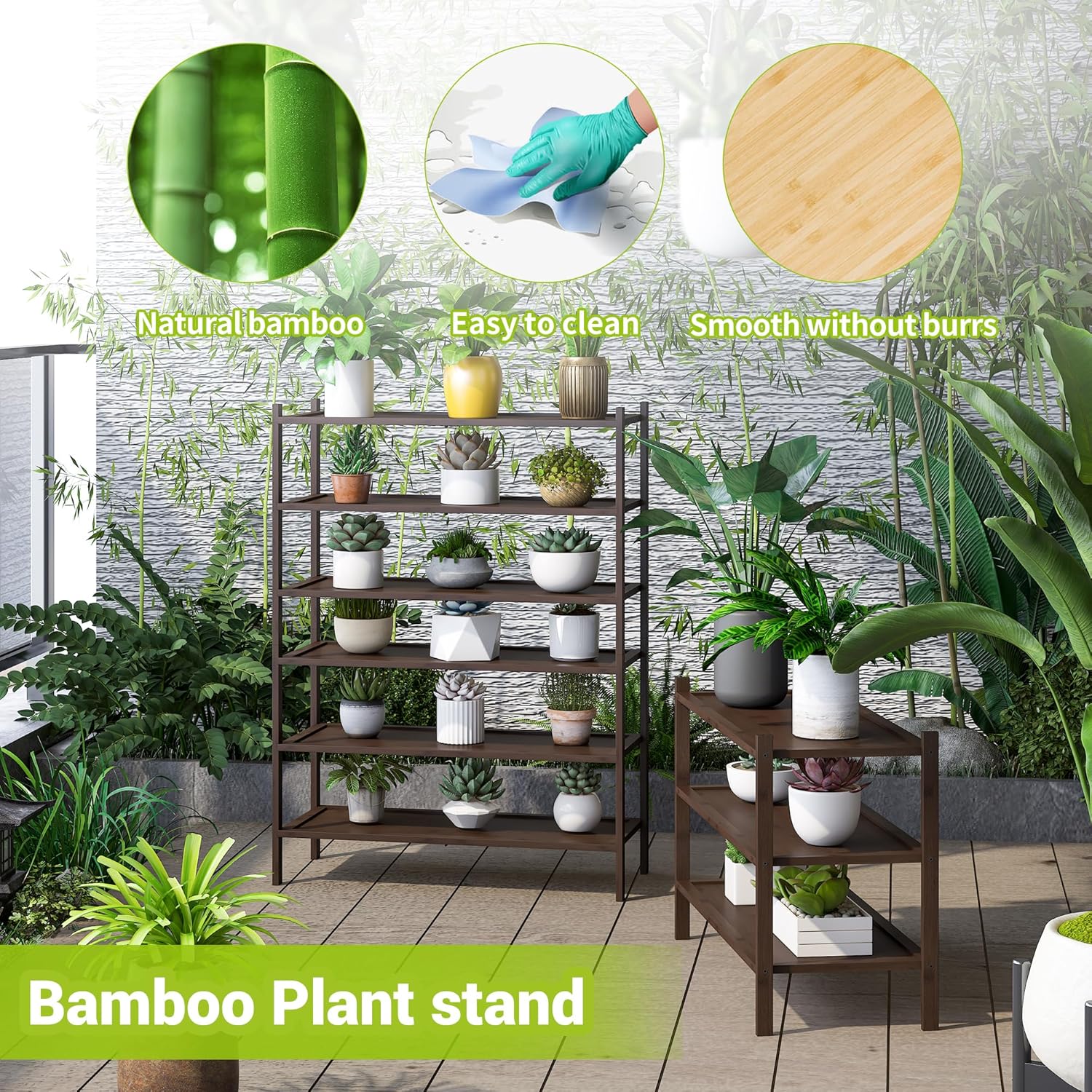 BMOSU 3-Tier Bamboo Shoe Rack Premium Stackable Shoe Shelf Storage Organizer for Hallway Closet Living Room Entryway Organizer(Brown)