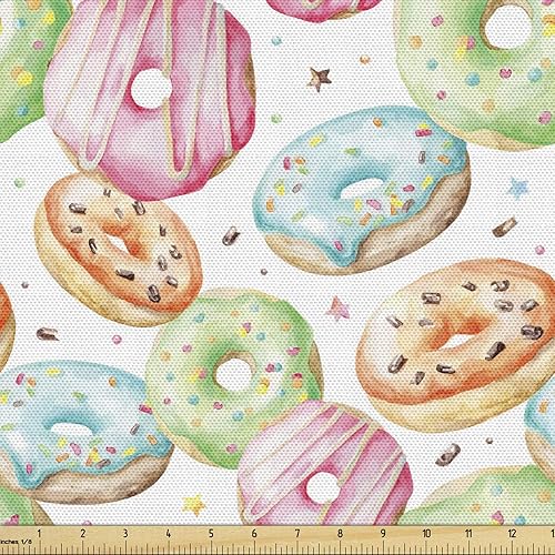 Miniatura 67 de Ambesonne The Yard, tela de mariquitas de The Yard, flores exóticas hibisco hawaiano follaje ilustración botánica flor de primavera, tela