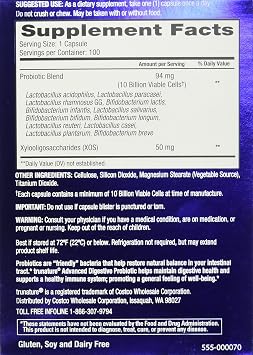 TruNature Advanced Digestive Probiotic, White, 100 Count