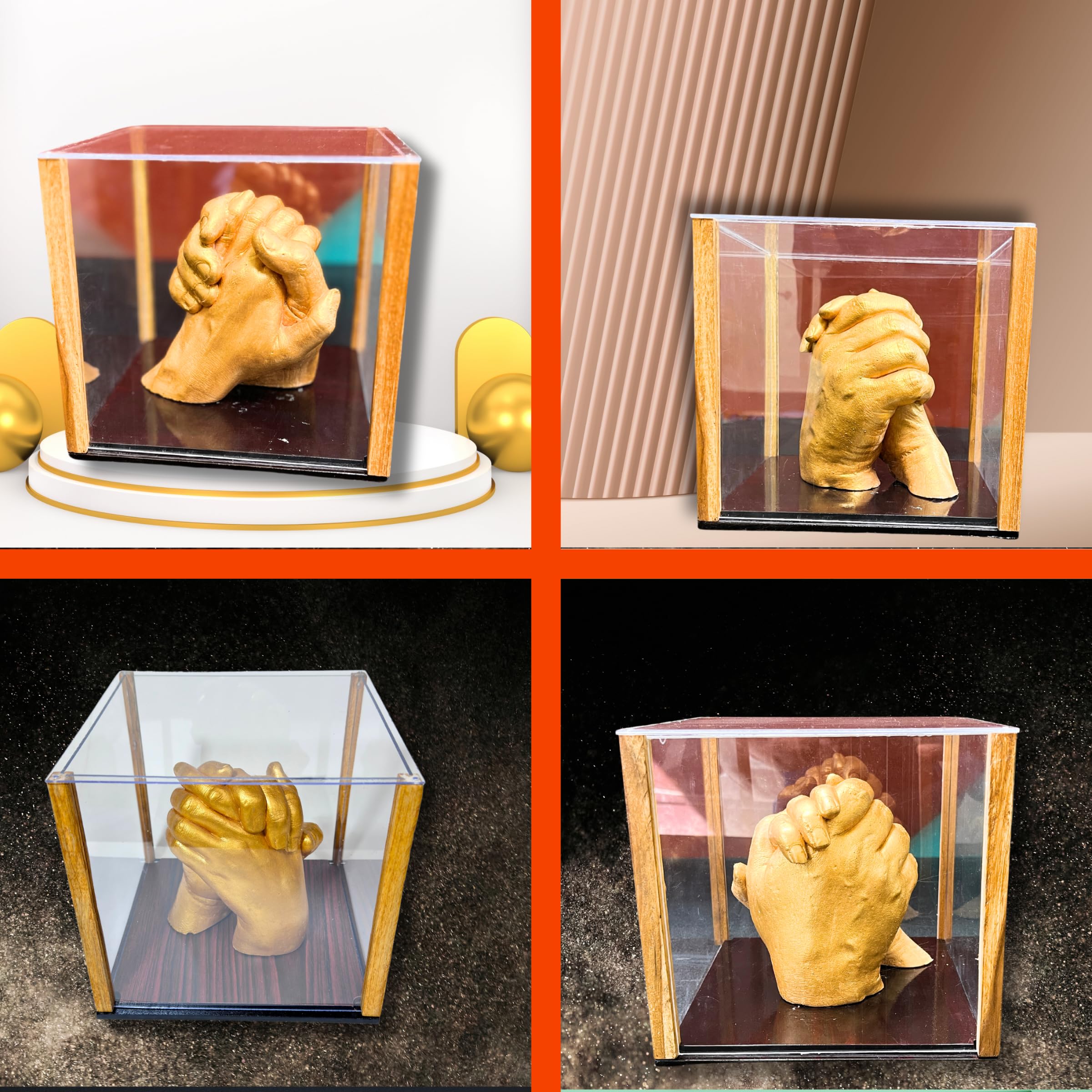 Ubrighty 3D Couple Casting Frame | (Only Display Box) Hand Casting Display Box for Couple Parents Baby,Friends for Hand Casting (Couple Frame Display Box)