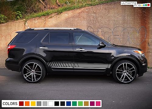 Miniatura 7 de Adhesivo adhesivo de vinilo con rayas laterales inferiores compatibles con Ford Explorer 2011-2017 (rojo)