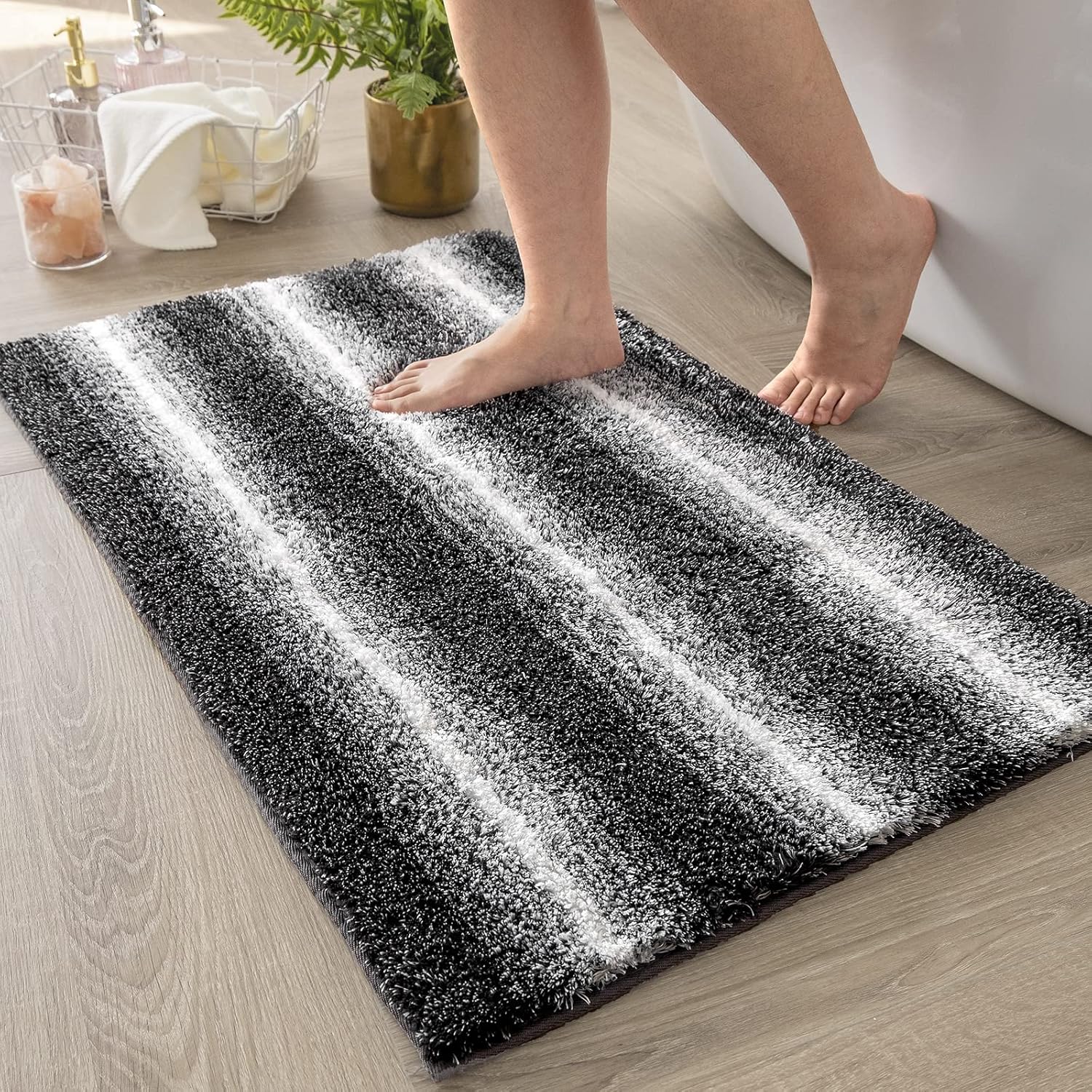 Amazon.com: DEXDE Black Bathroom Rugs Non-Slip Bath Mats for Bathroom ...