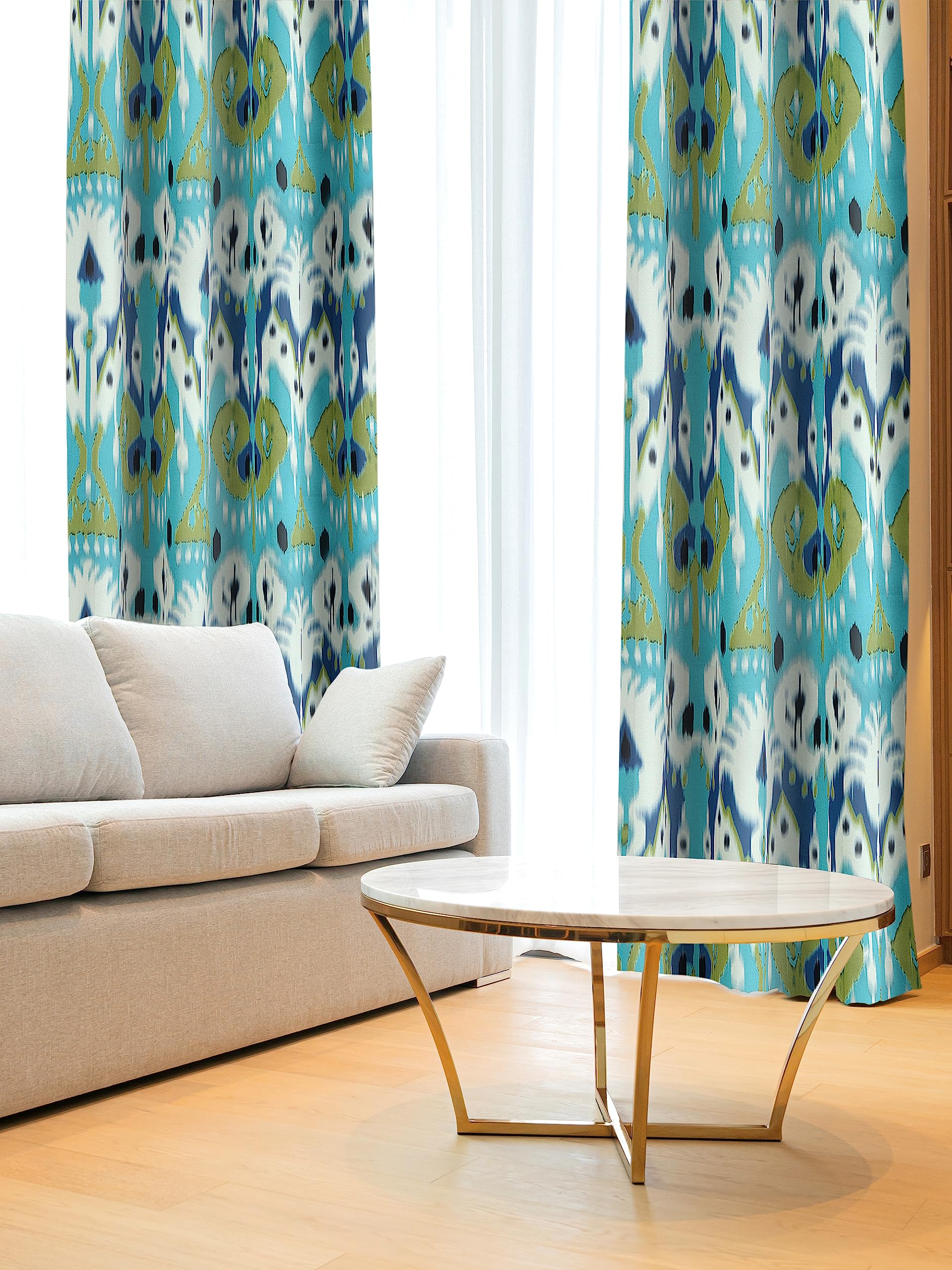 Ikat Pattern Curtains Ikat Damask Chalk Blue Curtains