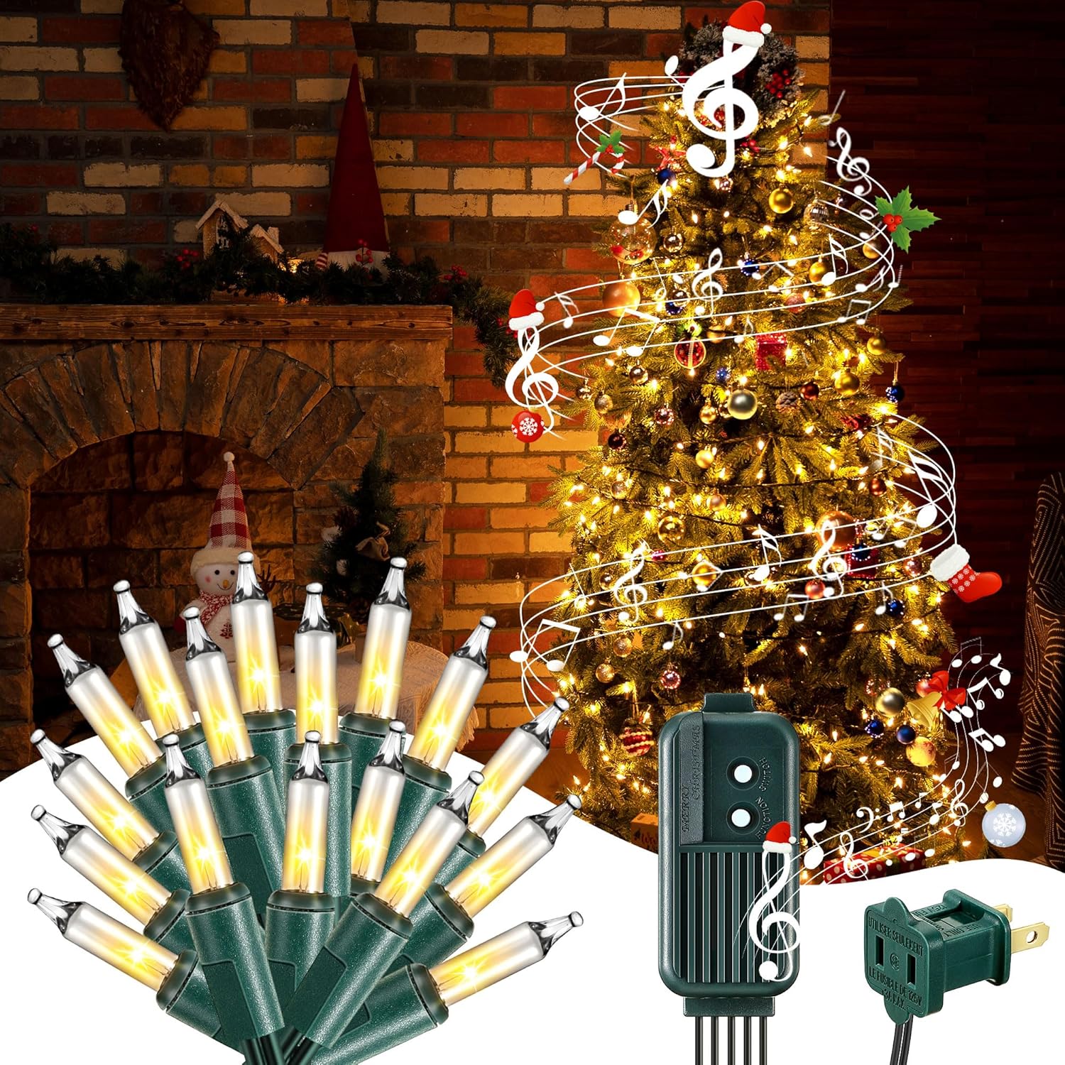 Enhon 280 LEDs 65ft Musical Christmas Lights, Christmas Musical Christmas Lights