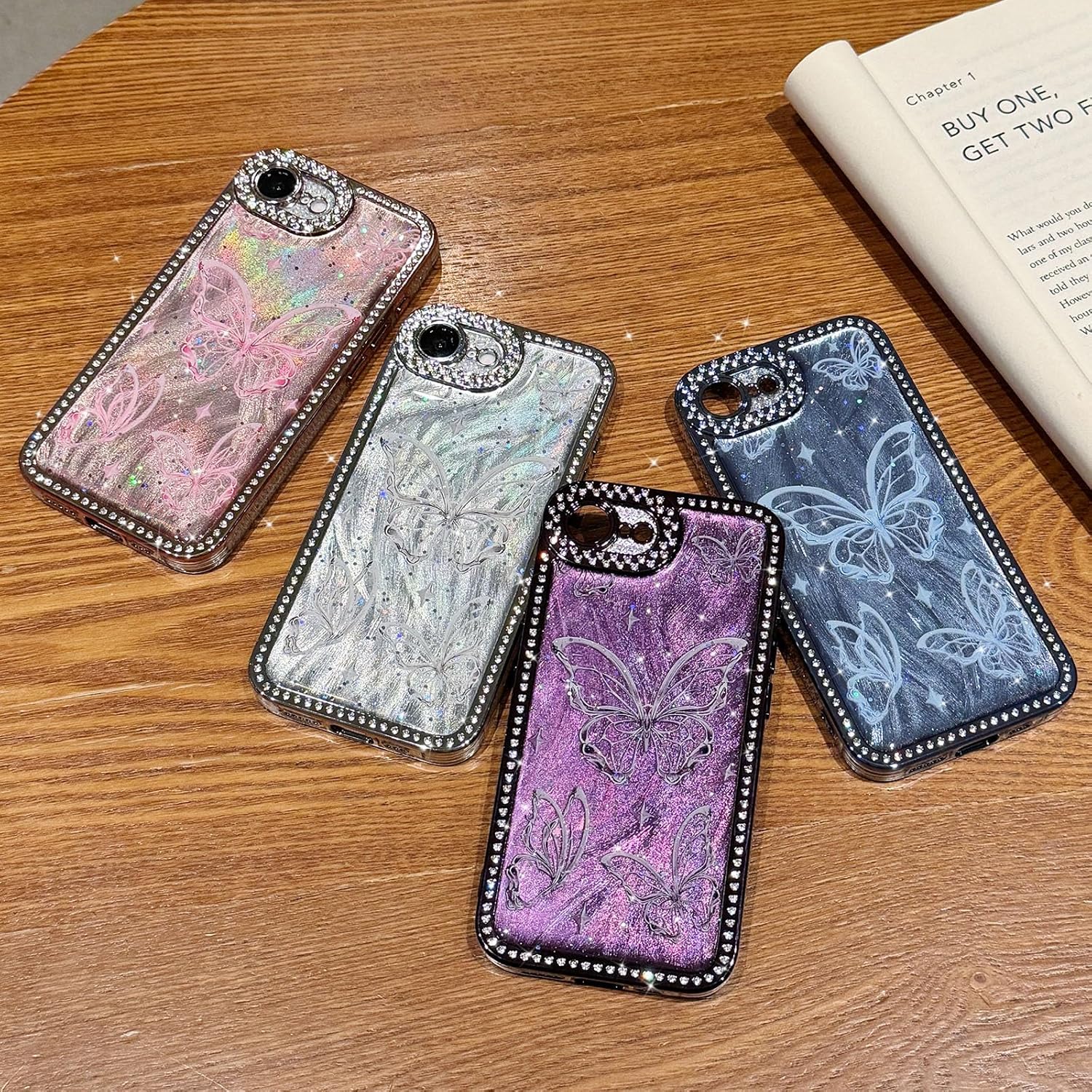 for iPhone 16e Bling Butterfly Case, Cute Luxury Sparkle Glitter Diamond Crystal Rhinestone Protective Case Cover for Girls Women Kids Compatible with iPhone 16e 6.1 Inch,Silver - Image 7