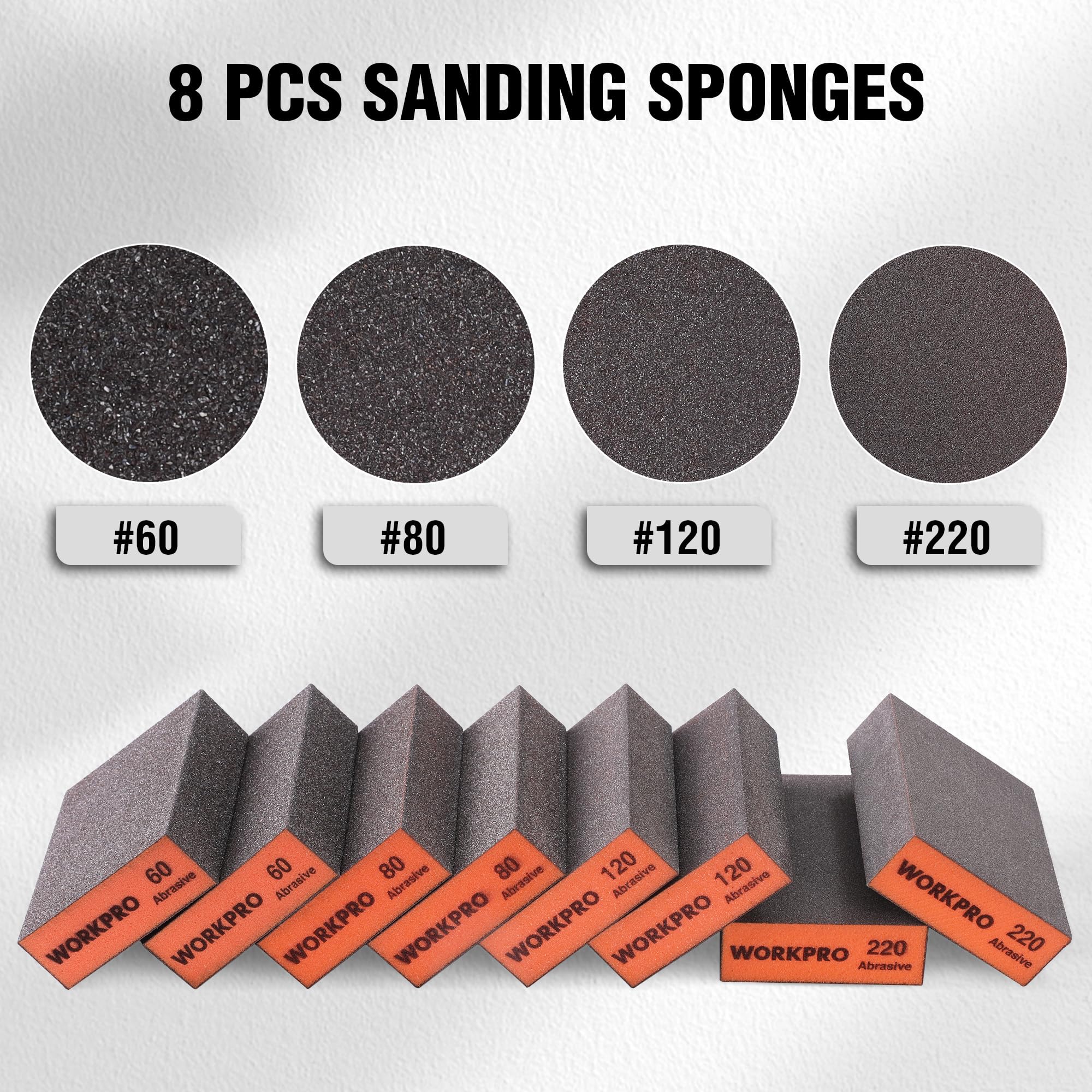 WORKPRO Sanding Sponges - 8 Pack -3 WORKPRO Sanding Sponges - 8 Pack -3