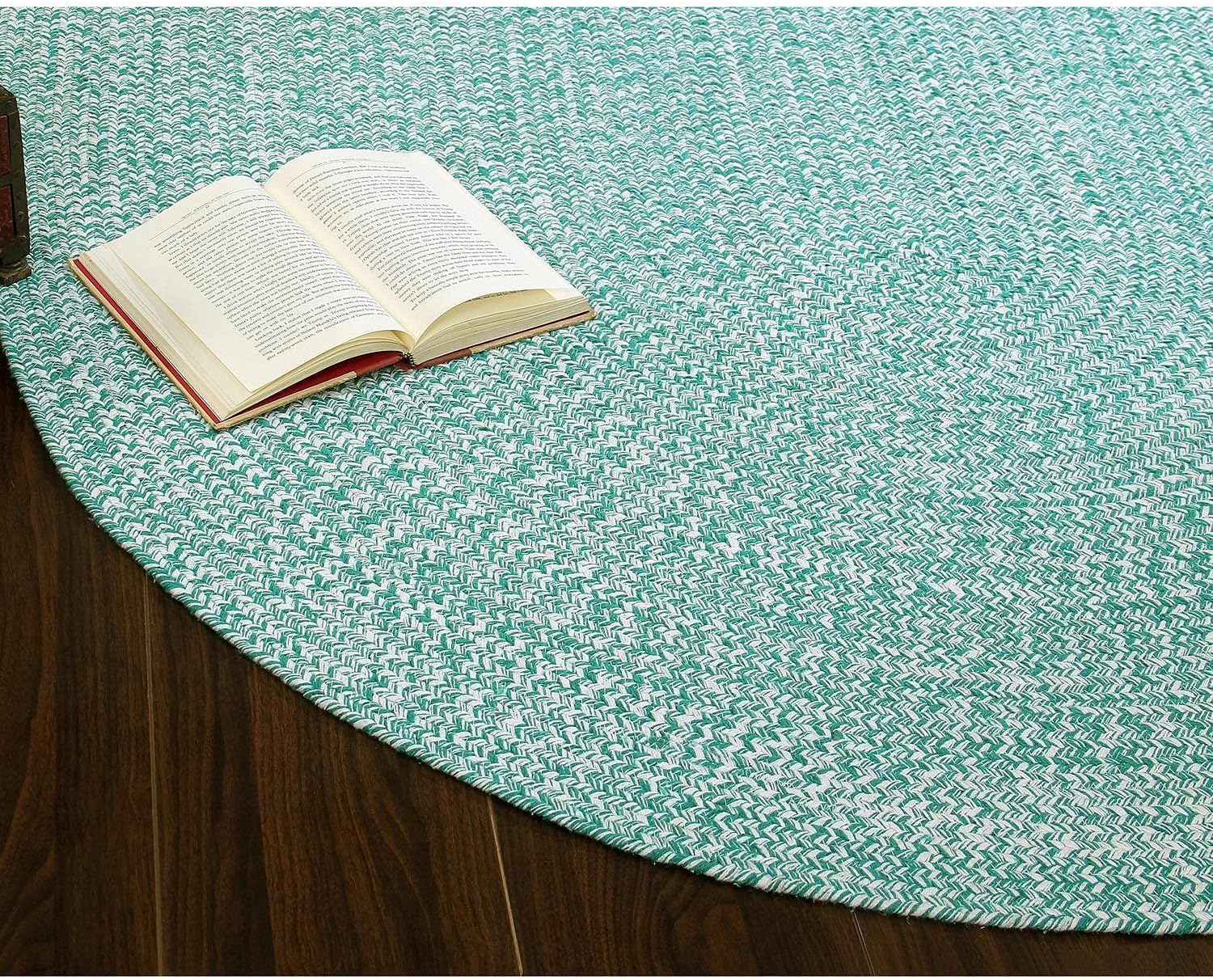 Super Area Rugs Farmhouse Braided Rug Cotton Kitchen Reversible Carpet Light Green & White, 2' X 3' Oval