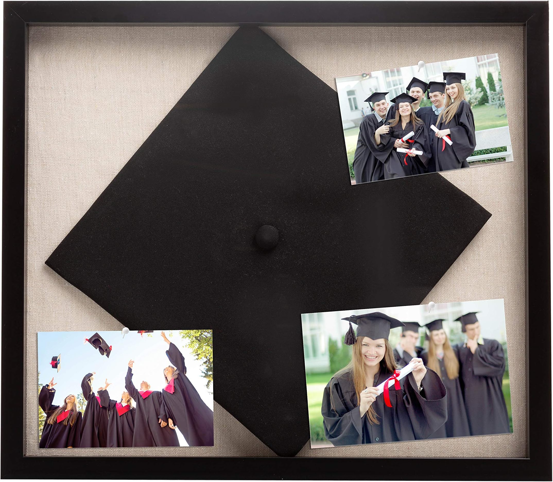 Kate & Milo Graduation Memories Shadow Box Wall Frame, Keepsake for Cap, Tassel, and Photos, Grad Party Decor Idea, Black, 14.4" H x 16.5" W