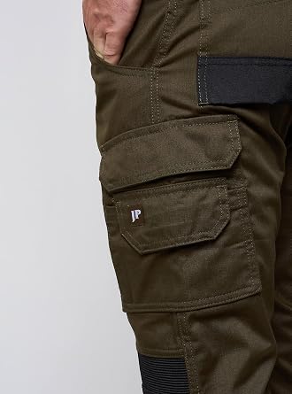 JACK PYKE Technical Work Trousers Men, Durable Polycotton Work Utility & Safety Trousers with Reinforced Knees, Stretch Panels and Tool Pockets Cargo Pants for Farming, Construction, Green