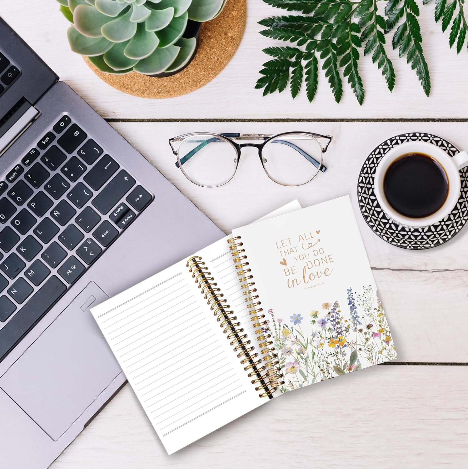 Floral Christian Notebooks for Women, Let All that You Do Be Done in Love Bible Journaling Notebook, Prayer Journal for Woman, Church Notes Notebook, Hardcover Spiral Notebook 5.5x8.3 Inch - Image 4