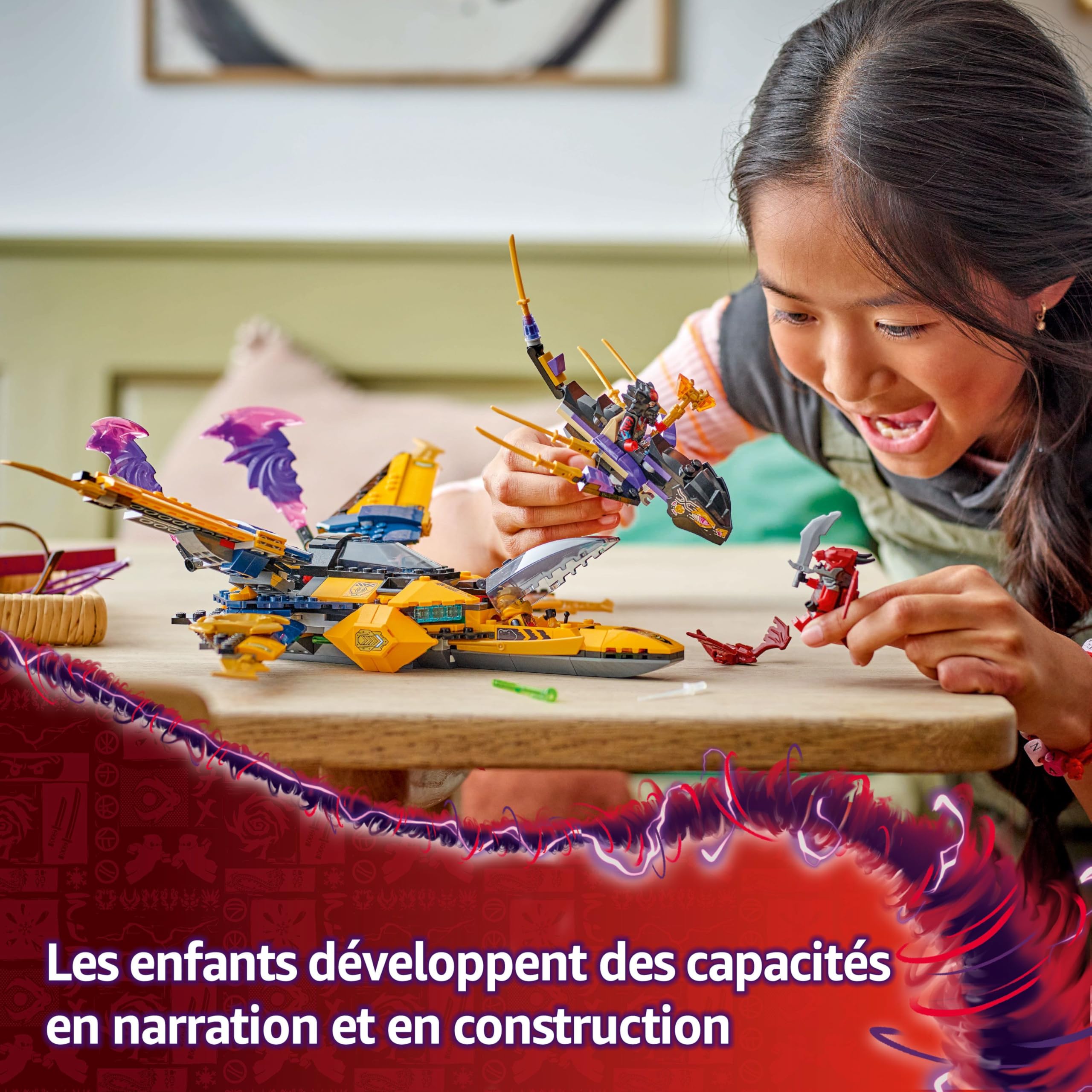 LEGO Ninjago Le Super Avion tempête de Ras et Arin - Jeu de Construction avec Drone à tête de Dragon et 3 minifigurines - Idée Cadeau pour garçons et Filles dès 8 Ans Amateurs de la série TV 71833