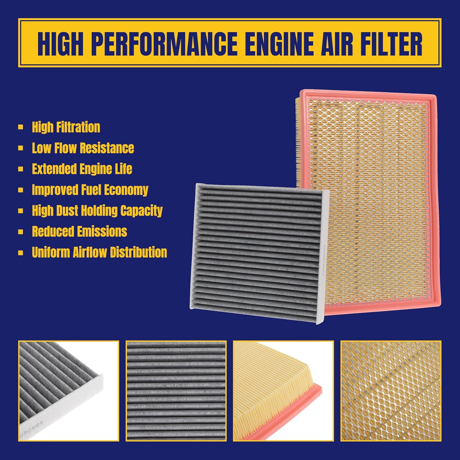Engine and Cabin Air Filter for Ram 1500 2011-2024 for Ram 1500 Classic 2019-2024 NOT FIT FOR 6.2L Replace 53032404AA 68406048AA