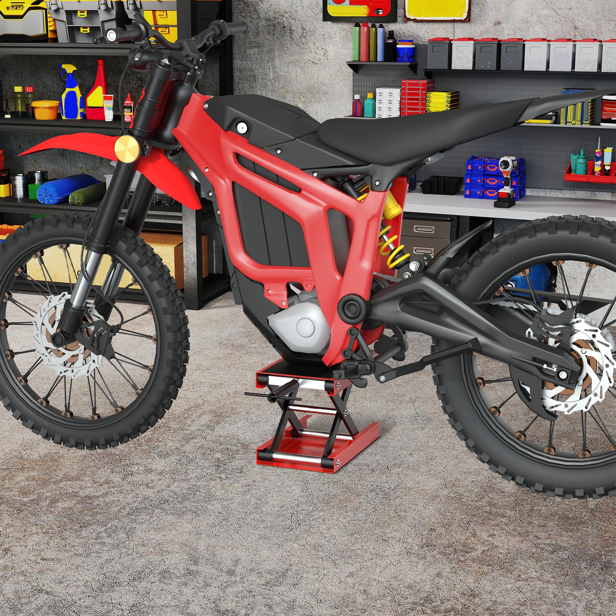UISEBRT Hebescheren Mittelständer, Verstellbarer Motorradheber für Wartung, Hebebühne bis 500 kg belastbar, ideal für Reparaturen von Motorrädern, ATVs & Quads, Einsatz in Garage
