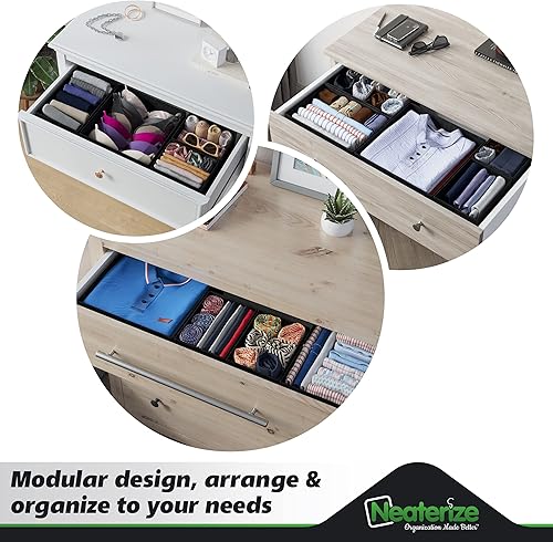 Miniatura 7 de Neaterize - Juego de 12 organizadores de cajones para ropa, cestas separadoras para guardar ropa, maquillaje, baño, organizar ropa interior,
