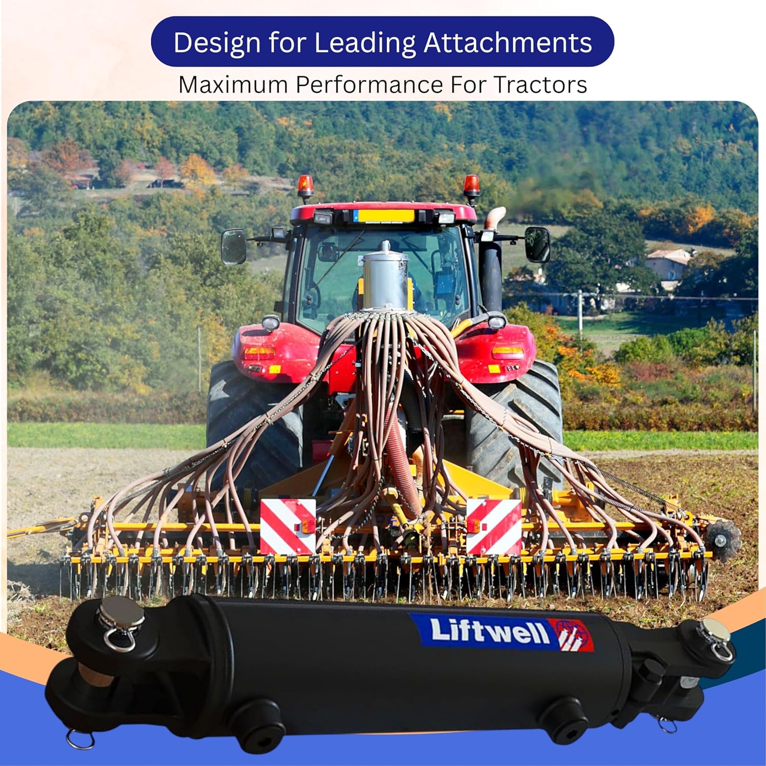 Liftwell Hydraulic Cylinder 3.5x12 – Double Acting Clevis End Hydraulic Cylinder 3.5″ Bore x 12″ Stroke with SAE #8 Ports – 3000 PSI Welded Hydraulic Cylinder for Agriculture Equipment Replacement