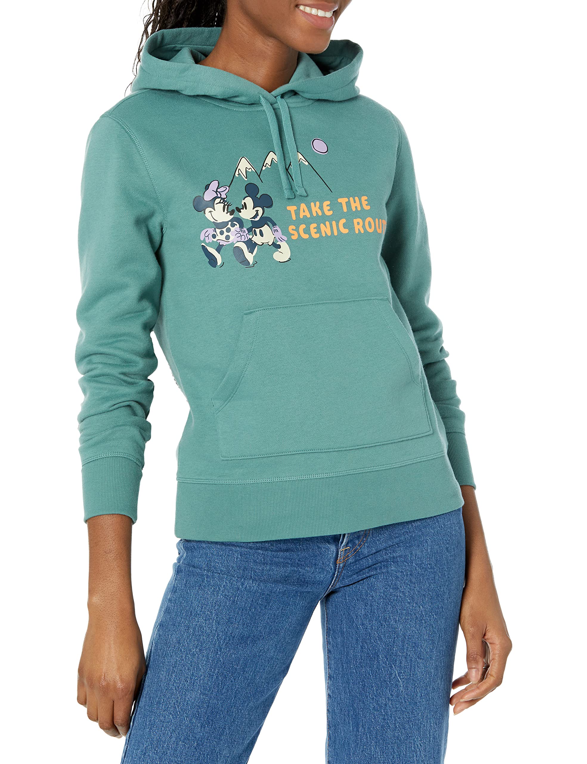Amazon Essentials Disney | Marvel | Star Wars | Princess Damen Fleece-Kapuzenpulli (in Übergröße erhältlich), Mickey Scenic Route, XS