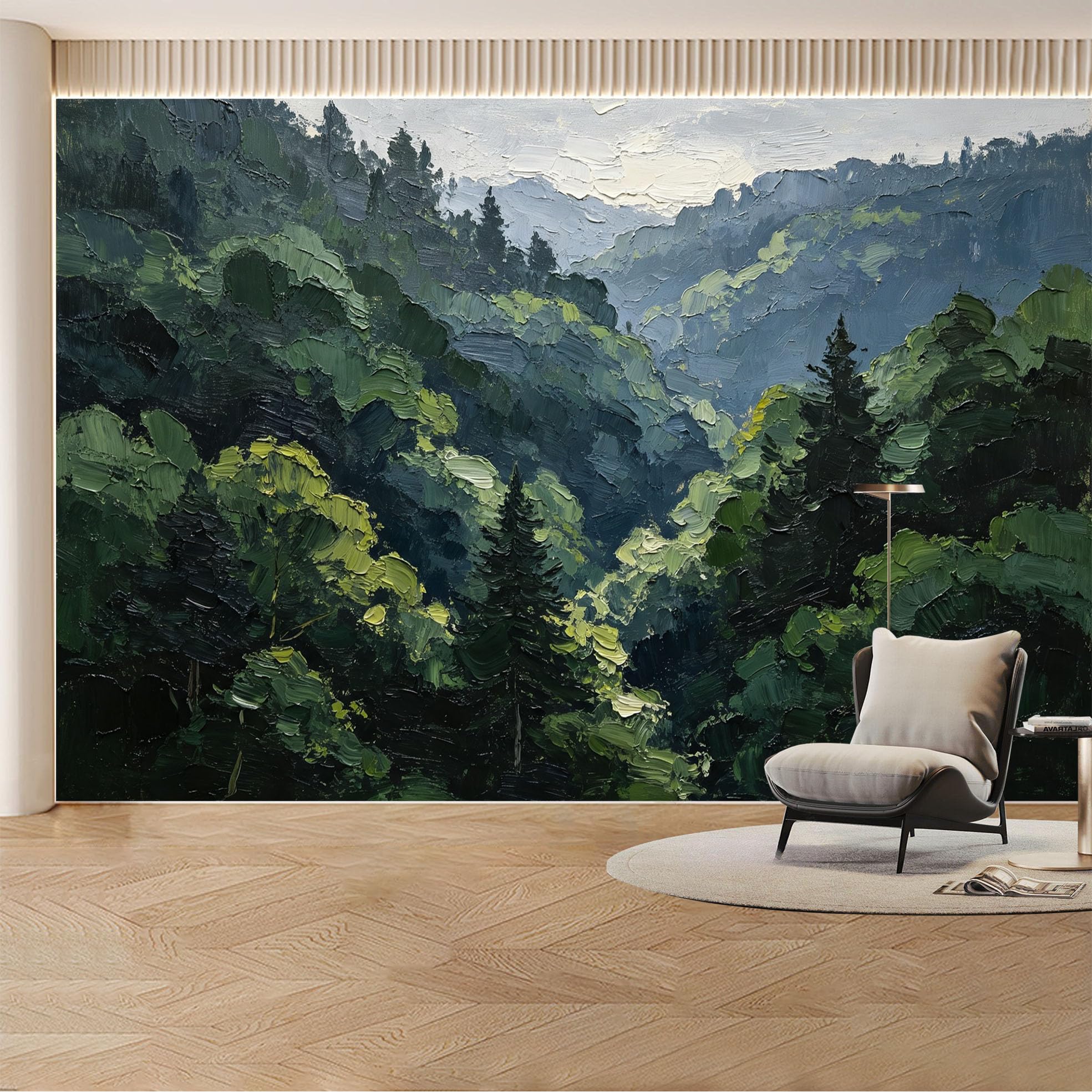 Custom Wall Mural Wallpaper Mountain Forest Landscape Nature Wall Decor Large Wall Art Misty Minimalist Removable SelfAdhesive Large Photo for Living Room， Bedroom， Office
