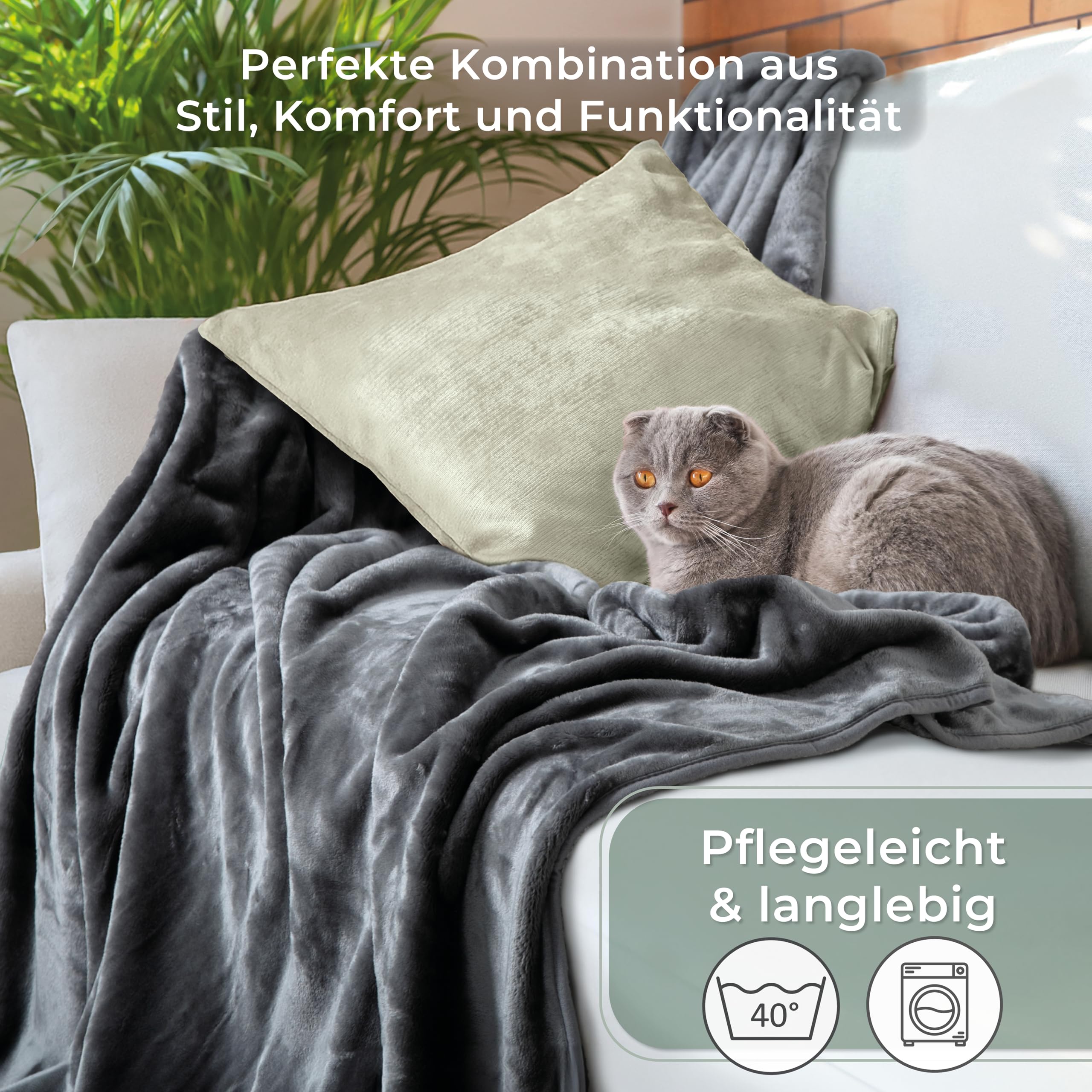 Gräfenstayn® Kuscheldecke Cashmere-Feeling - super weich & flauschig - Dicke & warme Fleecedecke - kuschelige Sofadecke, Wohndecke & Tagesdecke - Überwurf Decke Sofa, Couch (Anthrazit, 180x220 cm)